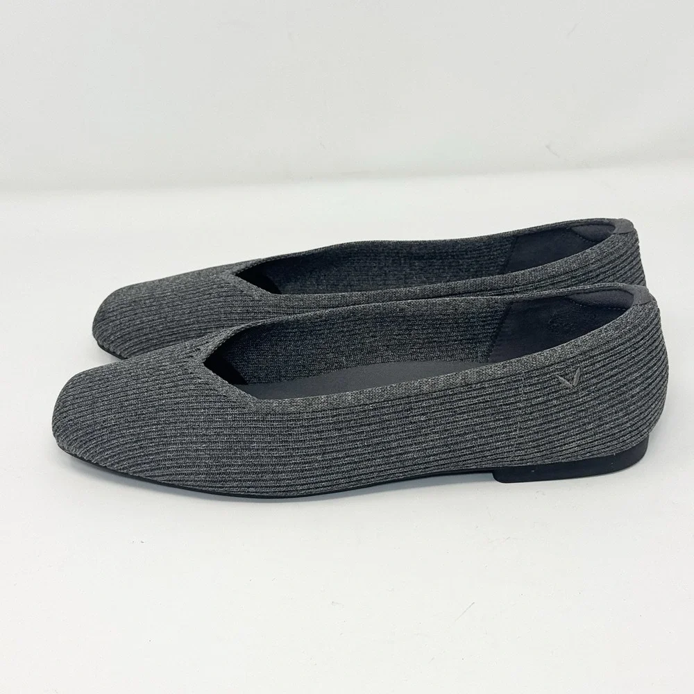 VIVAIA Margot 2.0 Square Toe V-Cut Blue Ribbed Knit Ballet Flats 42EU - 10.5US